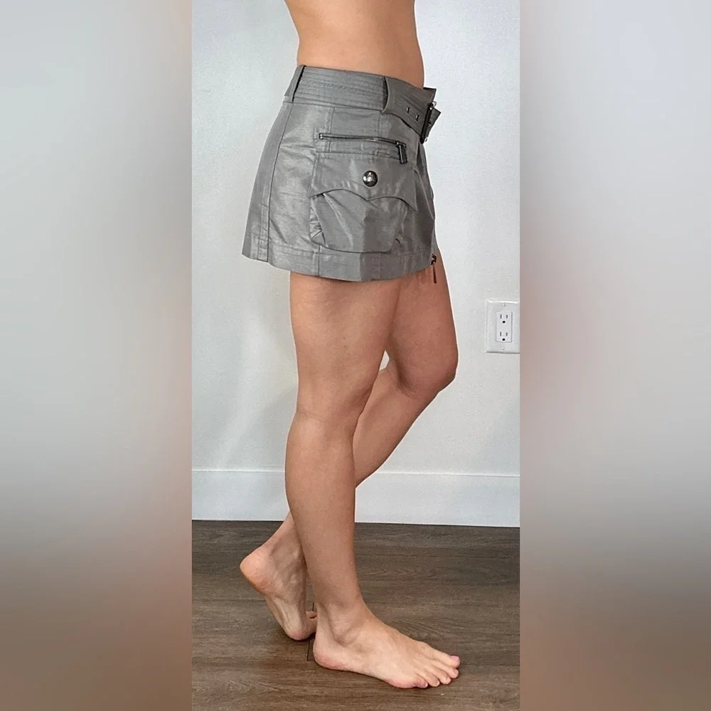 Burberry Women Gunmetal Cargo mini skirt dark grey size 6 cotton and polyamide
